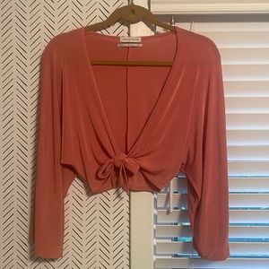 Urban Outfitters Pink Front Tie Top